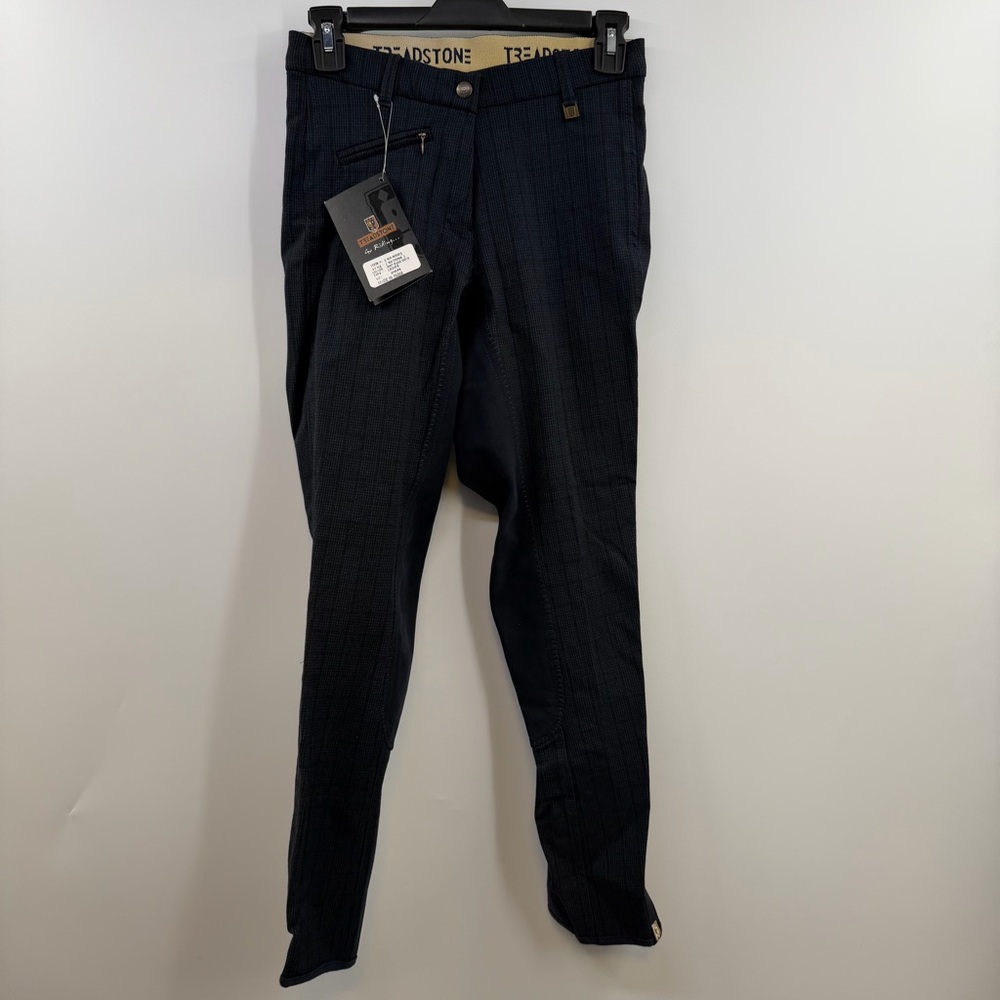 Treadstone Katrina Full Seat Breeches 26R NWT Navy Plaid Equestrian Riding